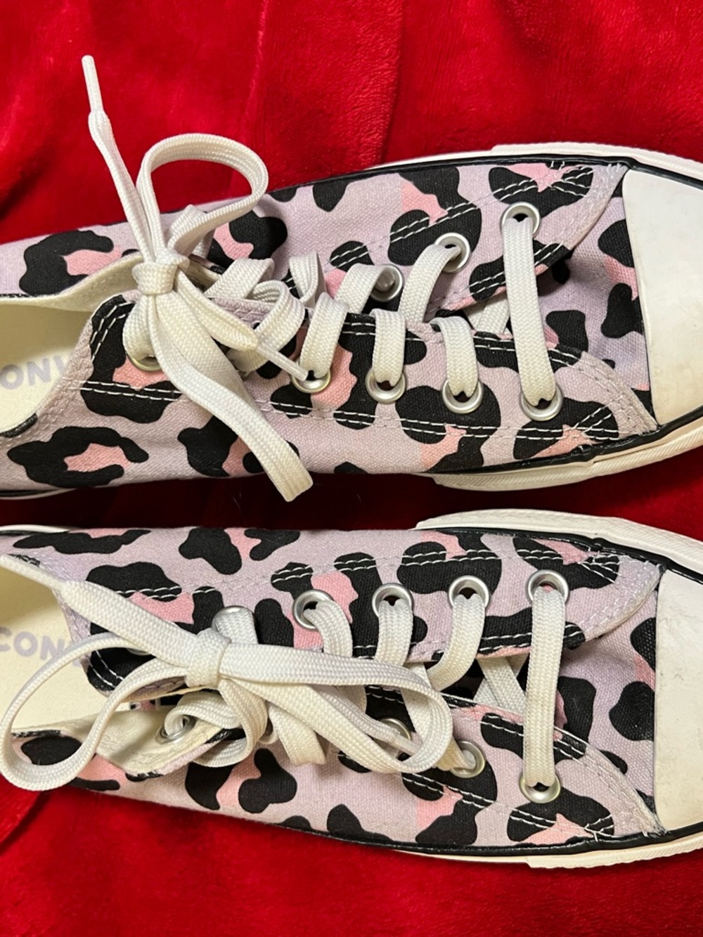 Converse Platform Pink and Black Leopard Print Low-Top Sneakers